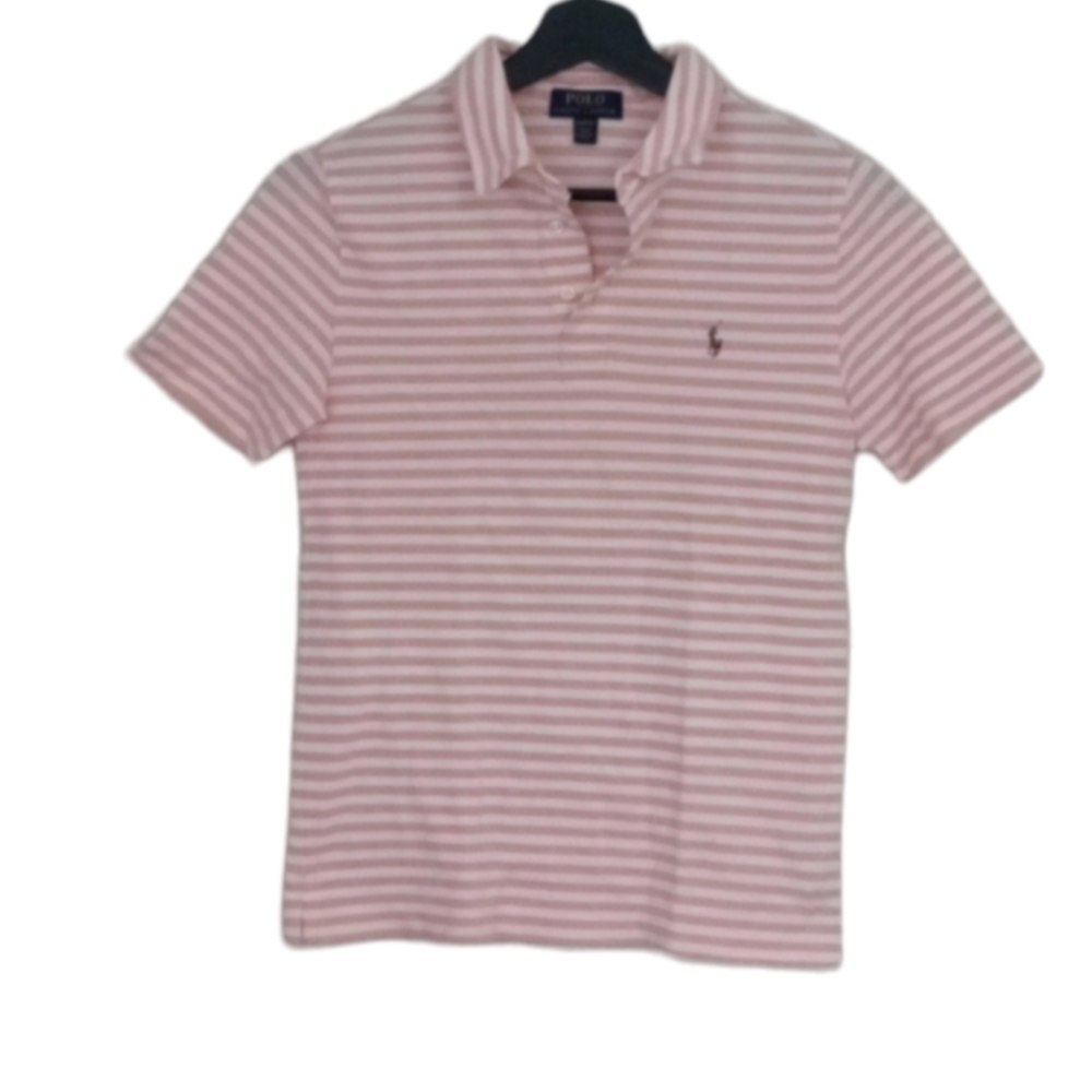 Ralph Lauren Light Pink and White Striped Polo